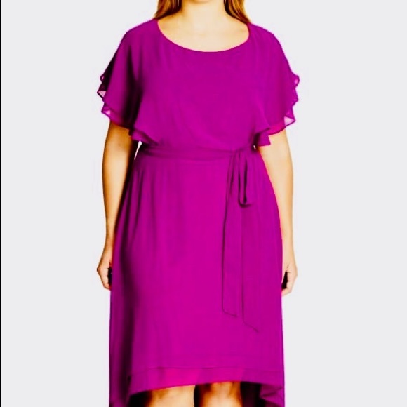 City Chic Dresses & Skirts - City Chic Purple Hi Low Flutter Dress XL/22W